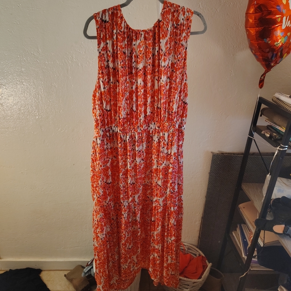 Floral Red Sleeveless Dress
